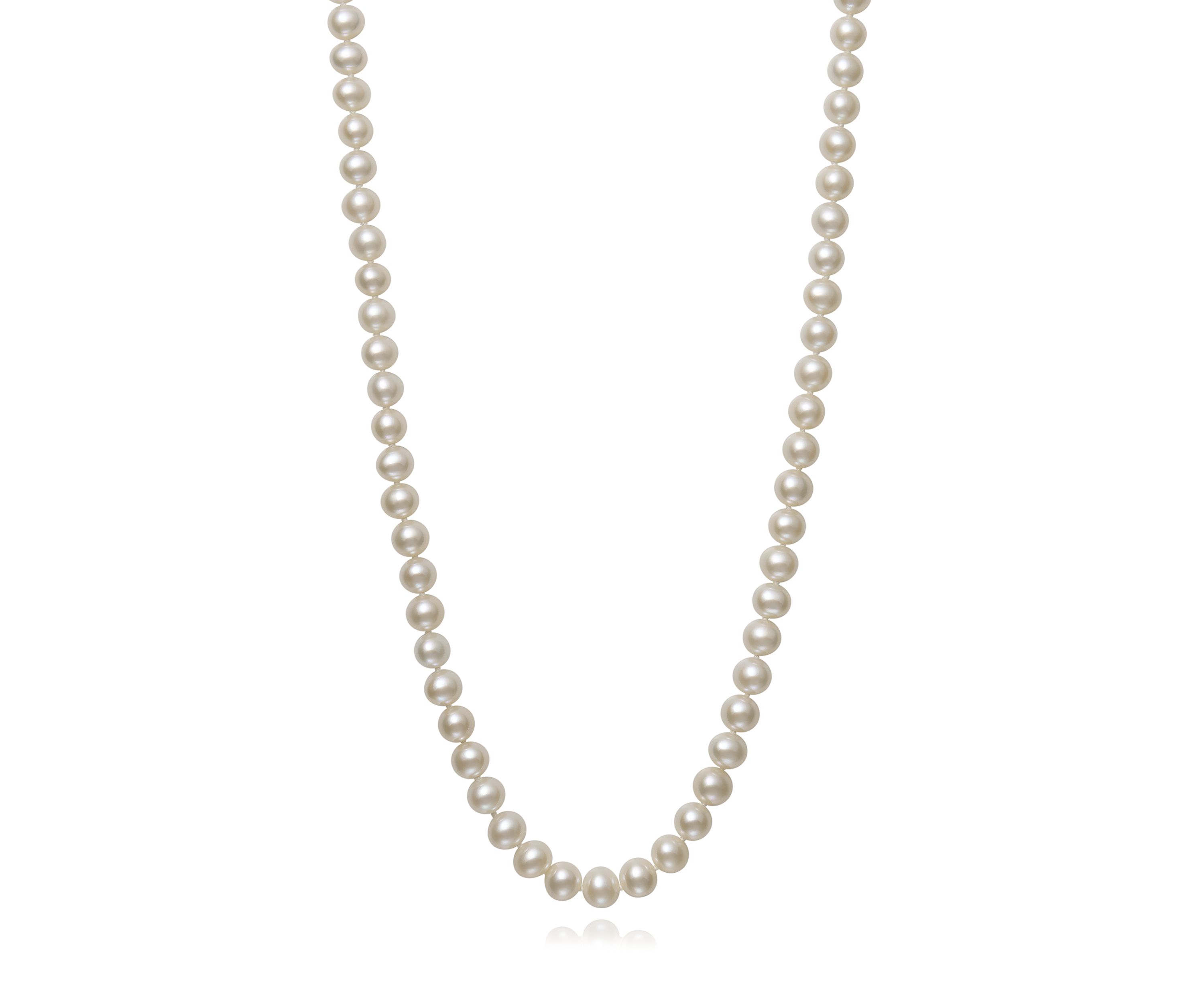 6-7 Millimeter A Quality Cultured Freshwater Pearl 24 Inch Strand Necklace in 14K Yellow Gold
