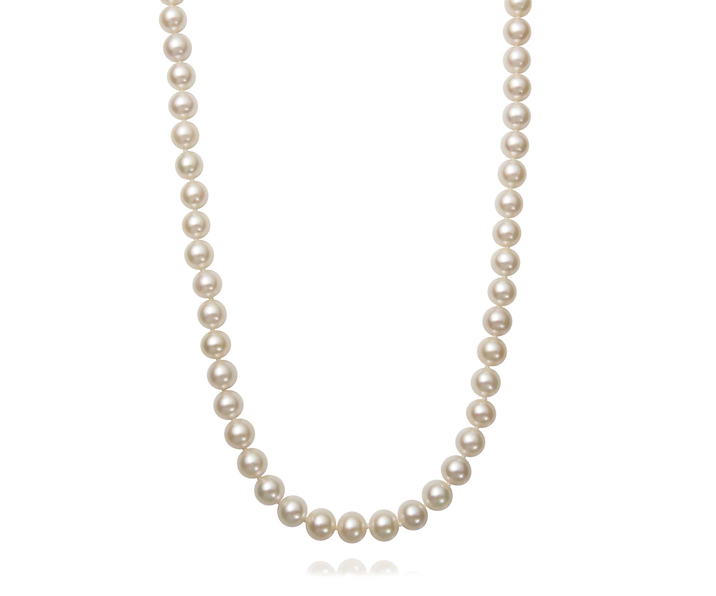 7-8 Millimeter A Quality Cultured Freshwater Pearl 16 Inch Strand Necklace in 14k White Gold