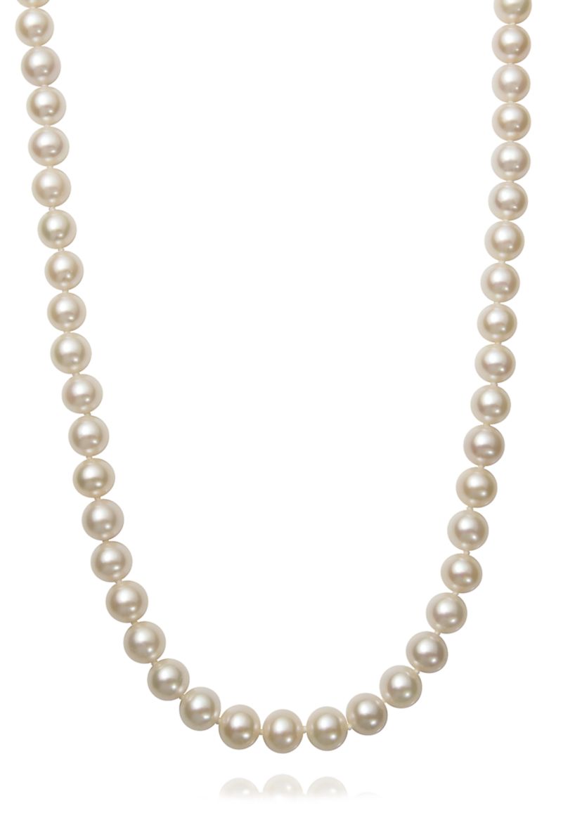 7-8 Millimeter A Quality Cultured Freshwater Pearl 16 Inch Strand Necklace in 14k White Gold