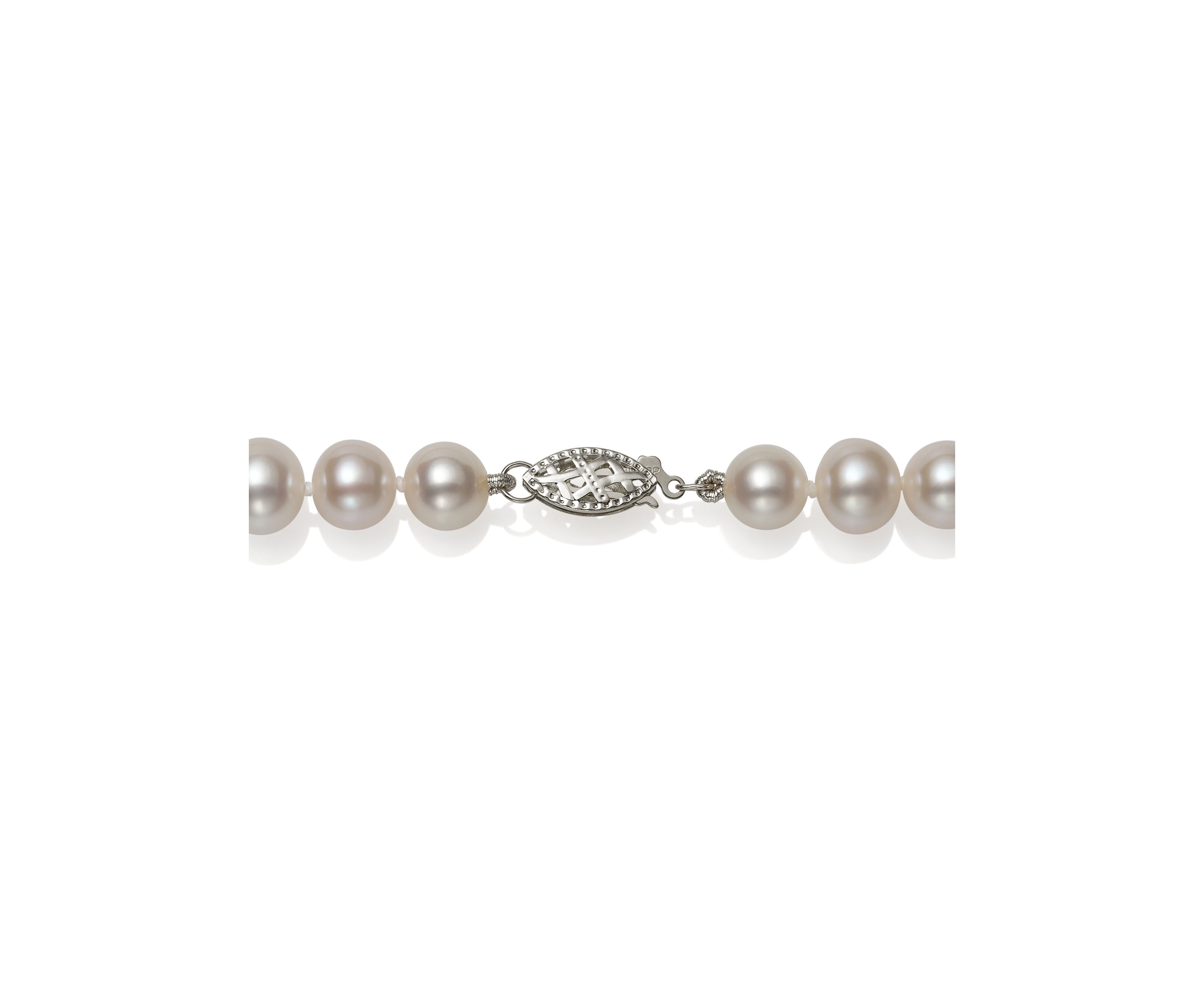 7-8 Millimeter A Quality Cultured Freshwater Pearl 16 Inch Strand Necklace in 14k White Gold
