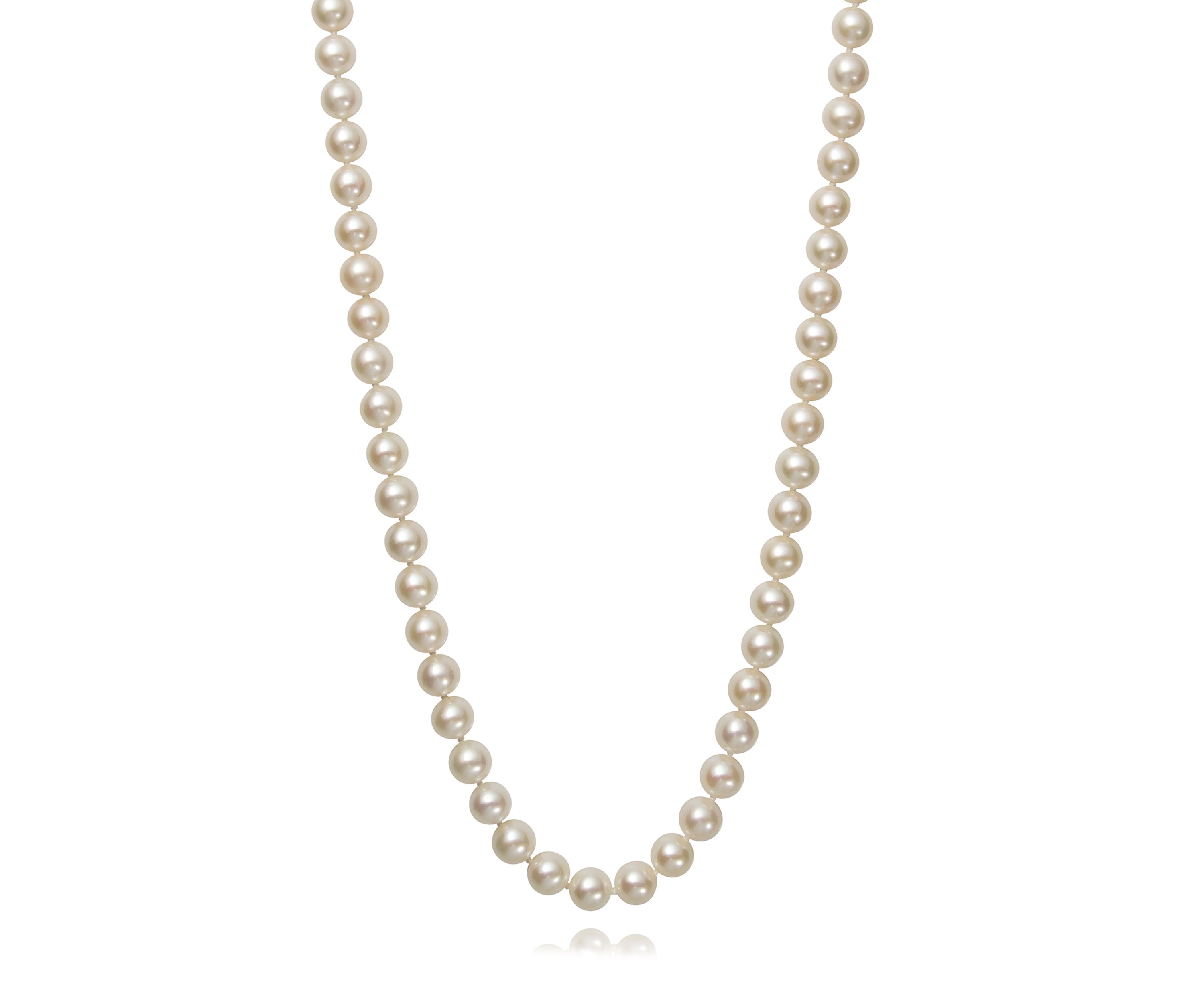7-8 Millimeter A Quality Cultured Freshwater Pearl 20 Inch Strand Necklace in 14K White Gold