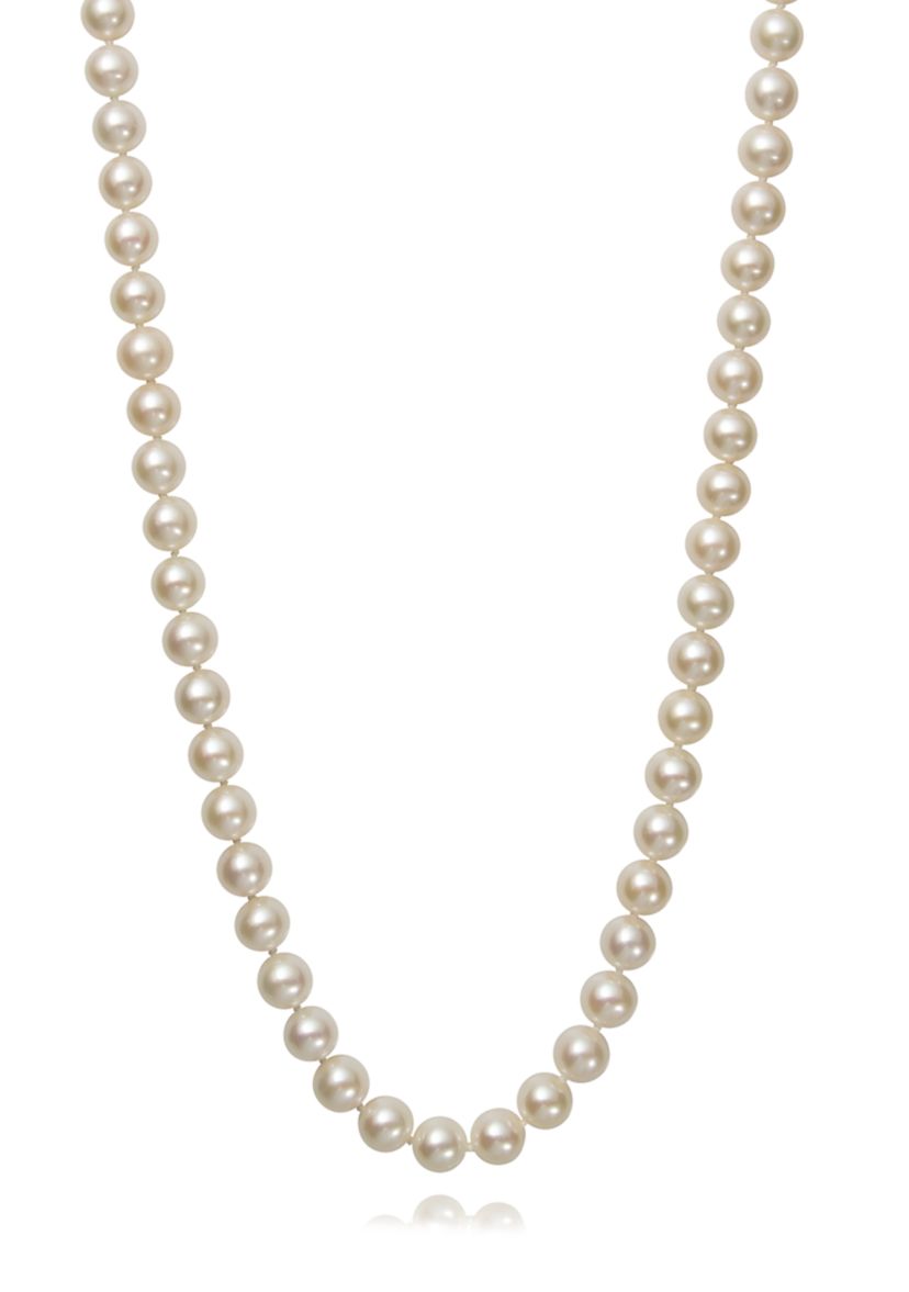 7-8 Millimeter A Quality Cultured Freshwater Pearl 20 Inch Strand Necklace in 14K White Gold