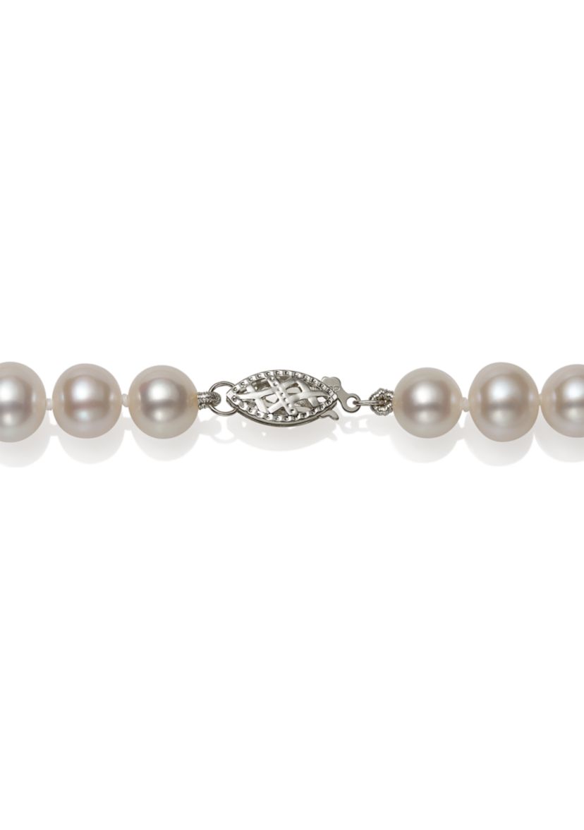 7-8 Millimeter A Quality Cultured Freshwater Pearl 20 Inch Strand Necklace in 14K White Gold