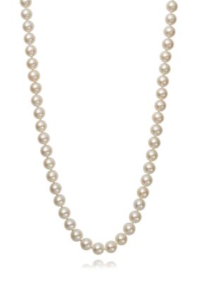 Amour de Pearl 7-8 Millimeter A Quality Cultured Freshwater Pearl 20 Inch Strand Necklace in 14K Yellow Gold, White