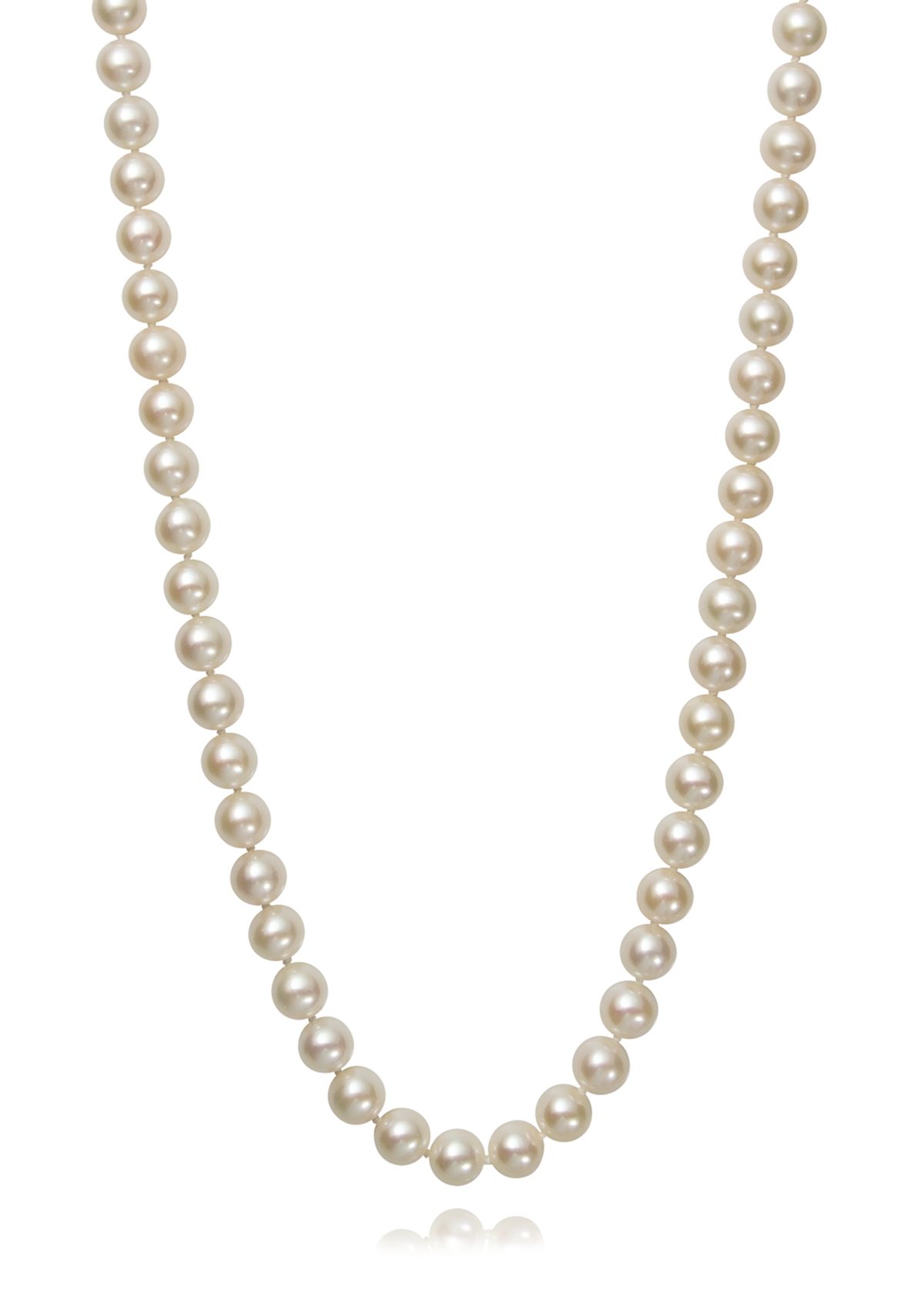7-8 Millimeter A Quality Cultured Freshwater Pearl 20 Inch Strand Necklace in 14K Yellow Gold