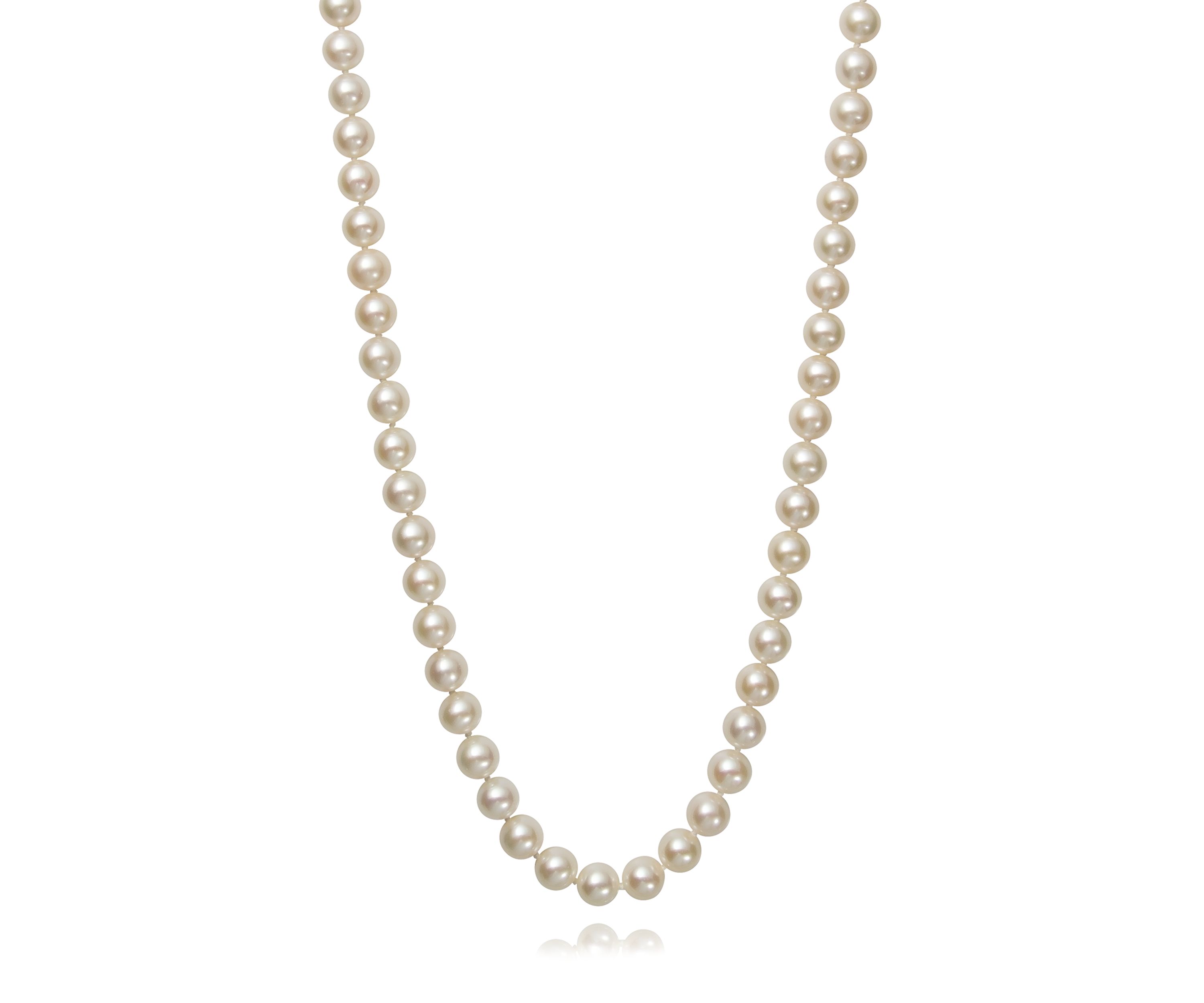 7-8 Millimeter A Quality Cultured Freshwater Pearl 20 Inch Strand Necklace in 14K Yellow Gold