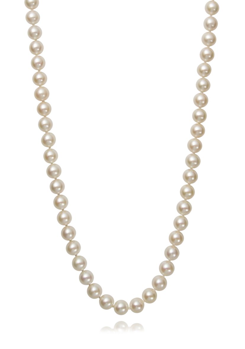 7-8 Millimeter A Quality Cultured Freshwater Pearl 20 Inch Strand Necklace in 14K Yellow Gold