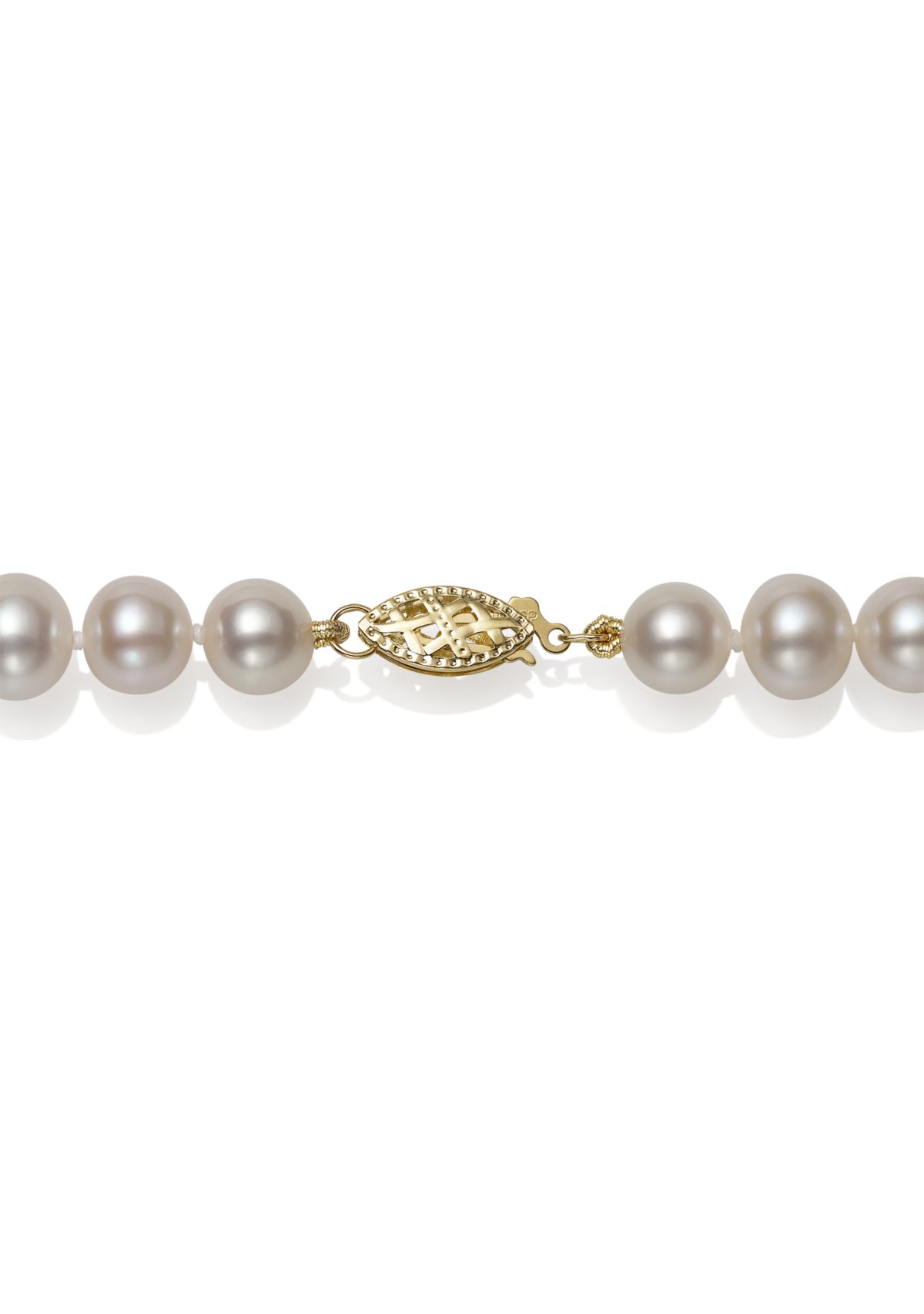 7-8 Millimeter A Quality Cultured Freshwater Pearl 20 Inch Strand Necklace in 14K Yellow Gold