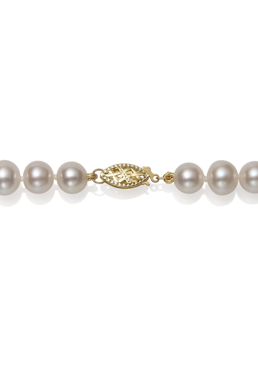 7-8 Millimeter A Quality Cultured Freshwater Pearl 20 Inch Strand Necklace in 14K Yellow Gold