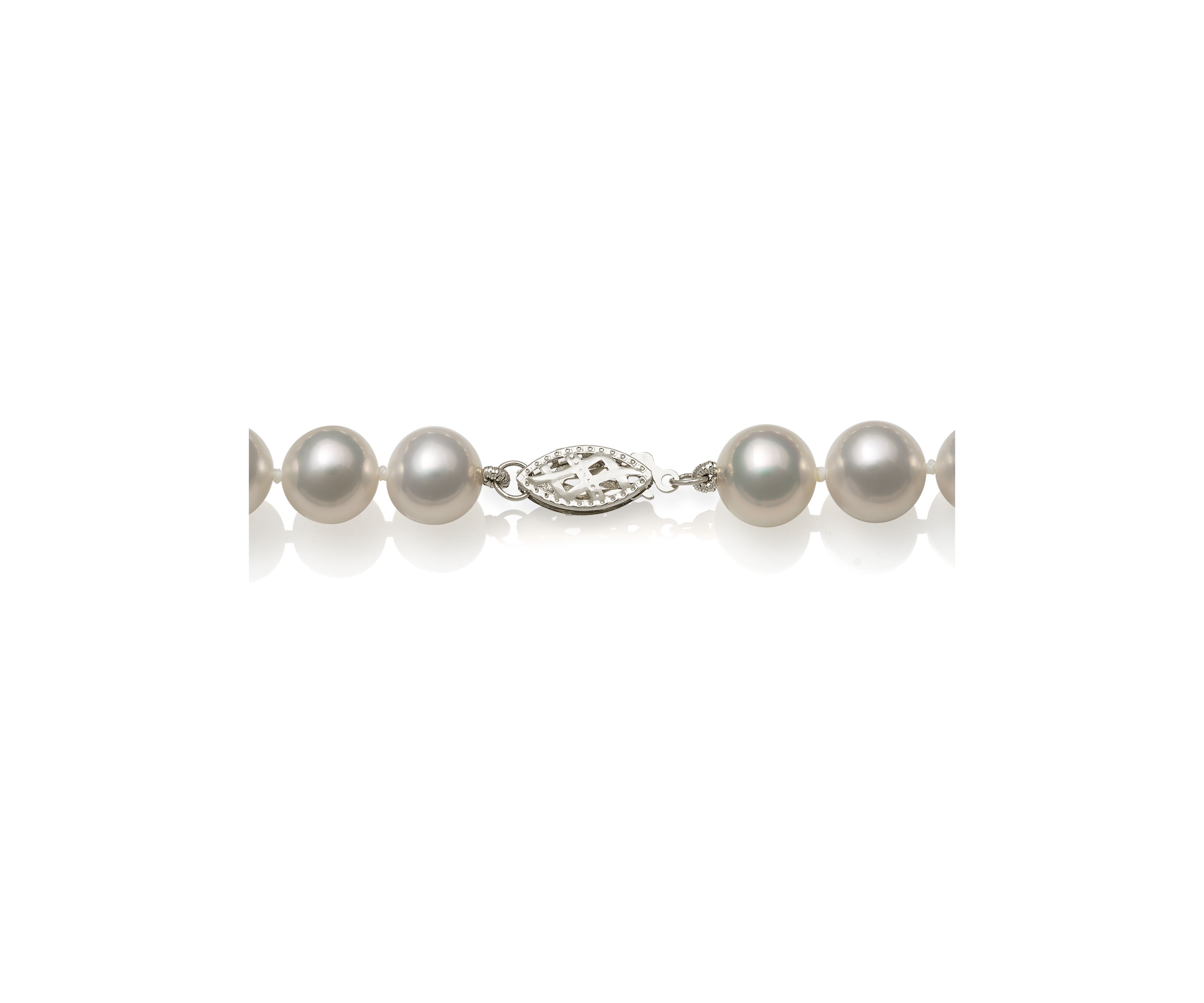 7.5-8.5 Millimeter A Quality Cultured Freshwater Pearl 18 Inch Strand Necklace in 14K White Gold