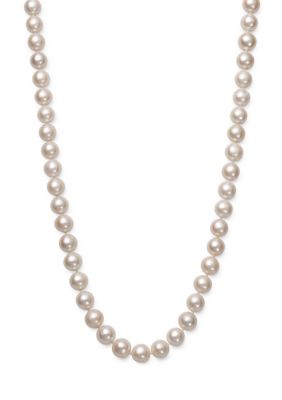 Amour de Pearl 7.5-8.5 Millimeter A Quality Cultured Freshwater Pearl 20 Inch Strand Necklace in 14k White Gold