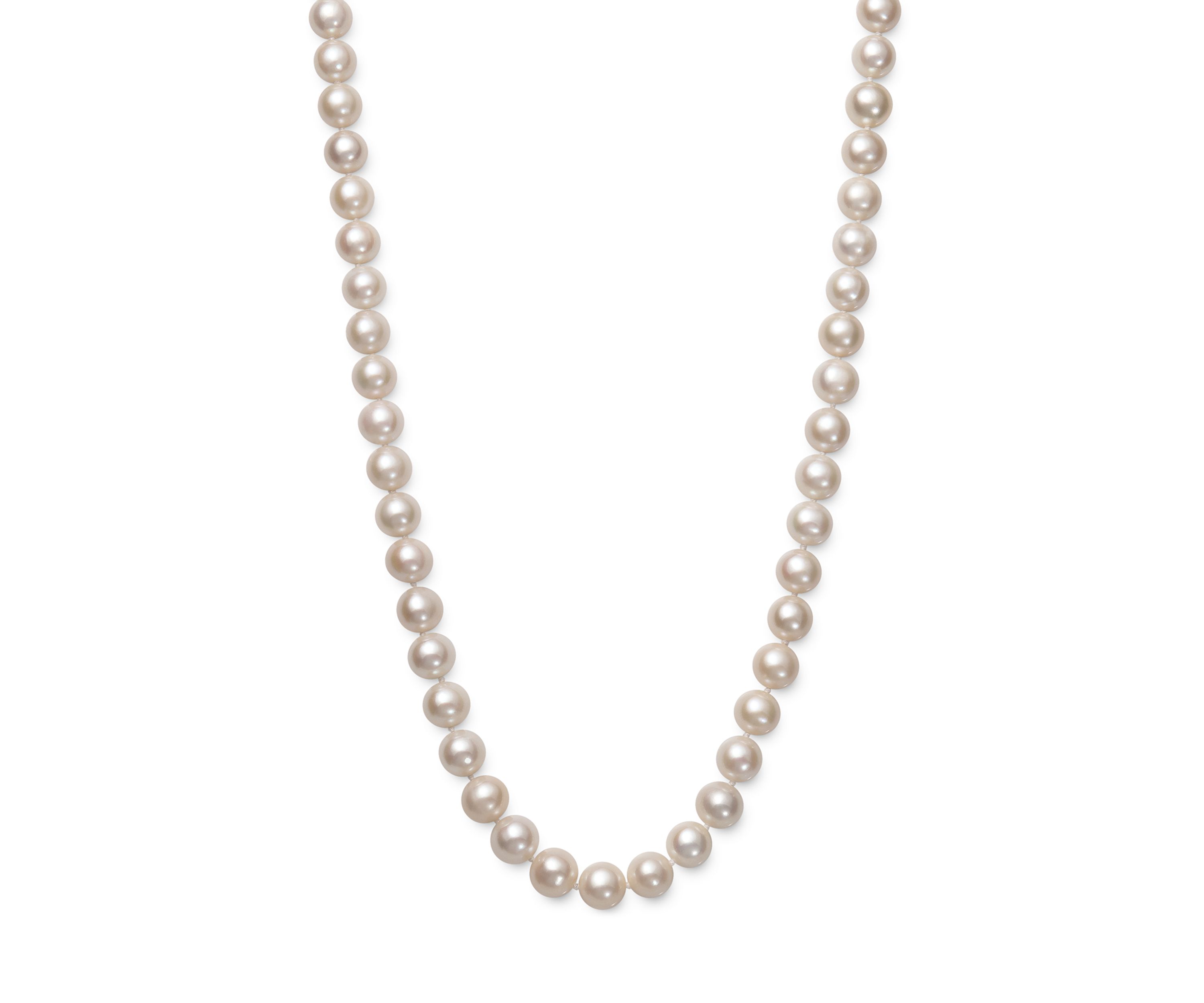 7.5-8.5 Millimeter A Quality Cultured Freshwater Pearl 20 Inch Strand Necklace in 14k White Gold