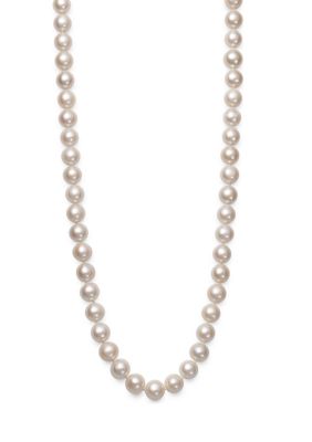 Amour de Pearl 7.5-8.5 Millimeter A Quality Cultured Freshwater Pearl 24 Inch Strand Necklace in 14K White Gold