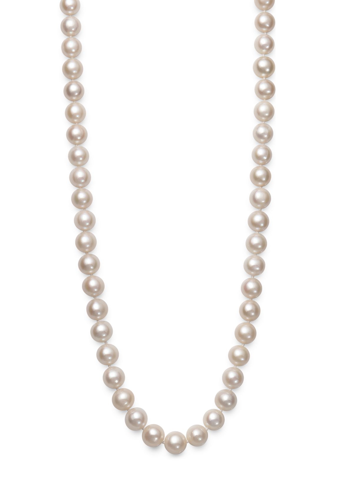 7.5-8.5 Millimeter A Quality Cultured Freshwater Pearl 24 Inch Strand Necklace in 14K White Gold