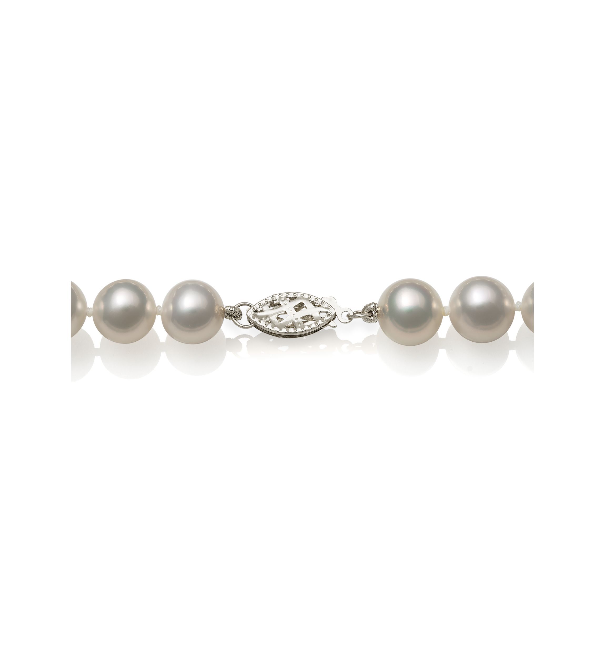 7.5-8.5 Millimeter A Quality Cultured Freshwater Pearl 24 Inch Strand Necklace in 14K White Gold