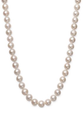 Amour de Pearl 7.5-8.5 Millimeter A Quality Cultured Freshwater Pearl 18 inch Strand Necklace in 14k Yellow Gold, White
