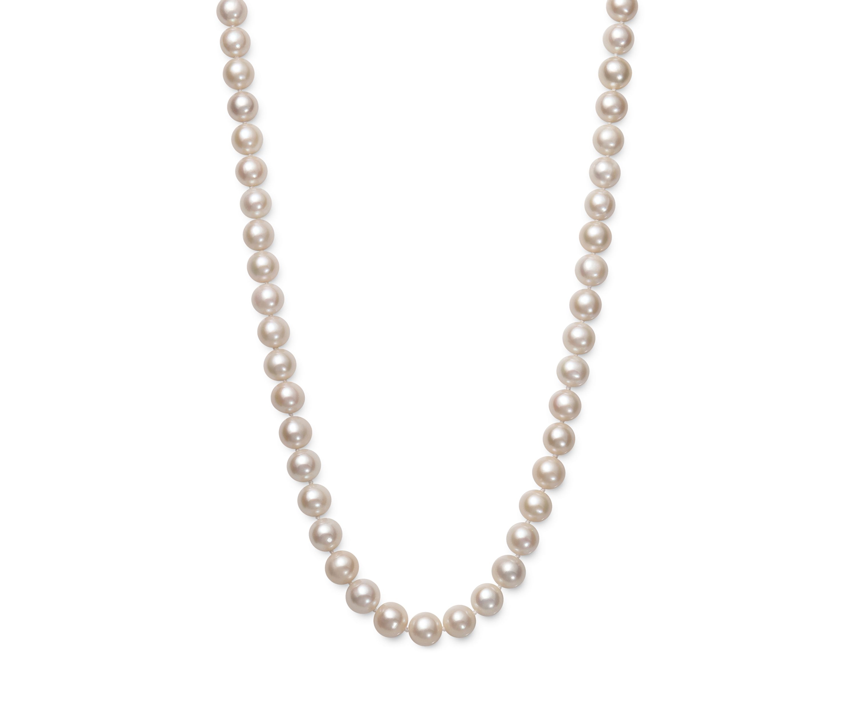7.5-8.5 Millimeter A Quality Cultured Freshwater Pearl 20 Inch Strand Necklace in 14K Yellow Gold
