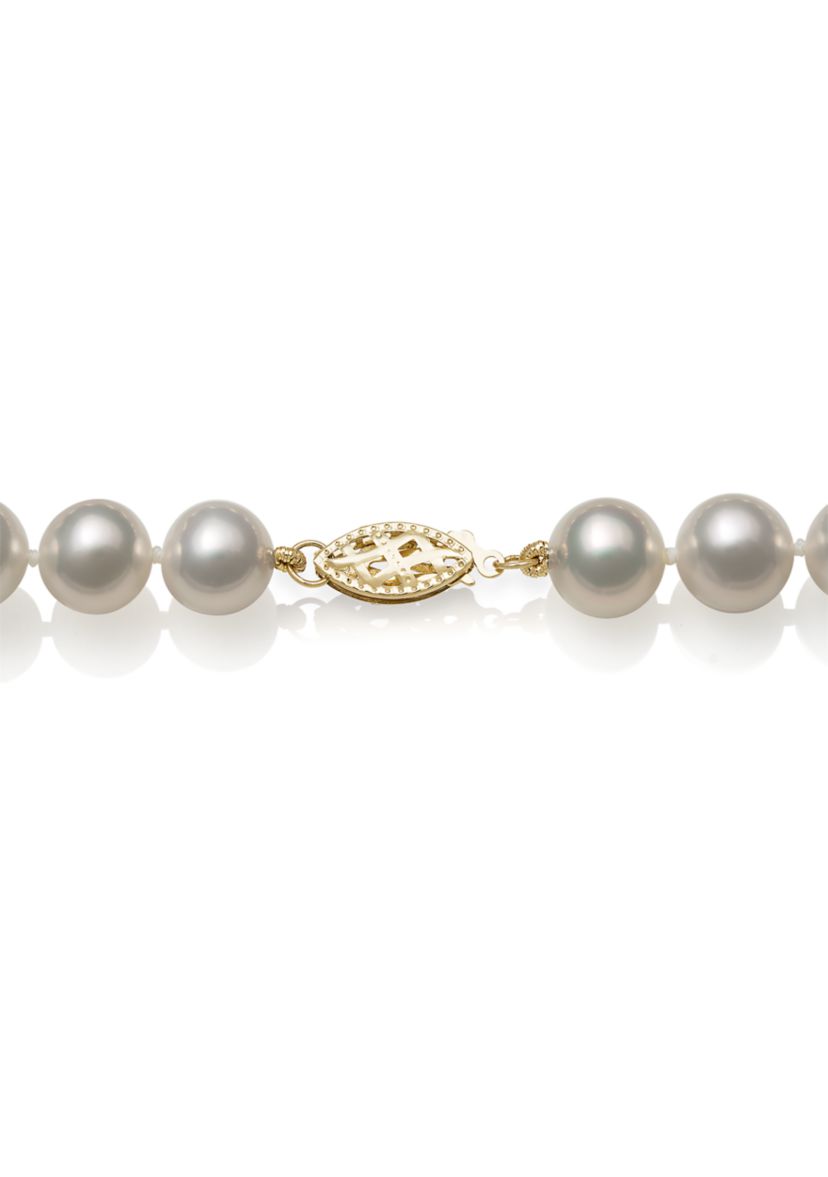 7.5-8.5 Millimeter A Quality Cultured Freshwater Pearl 20 Inch Strand Necklace in 14K Yellow Gold