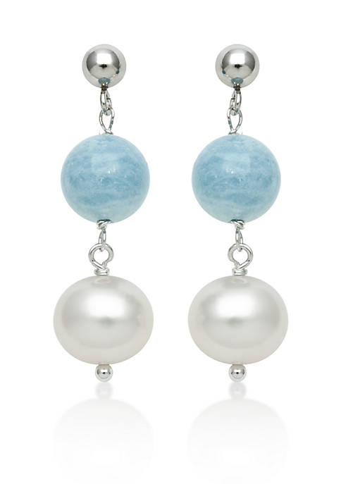 Belk & Co. Sterling Silver Milky Aquamarine and Freshwater Pearl ...