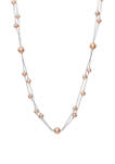 Pink Cultured Freshwater Pearl Station Necklace in Sterling Silver