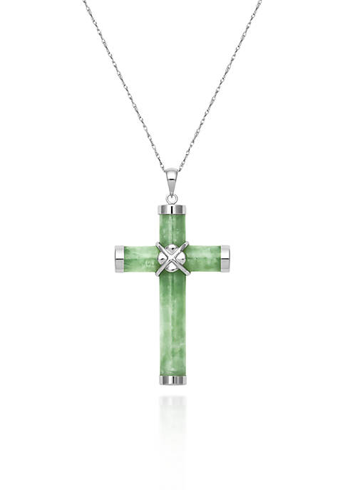 Sterling Silver Jade Cross Pendant