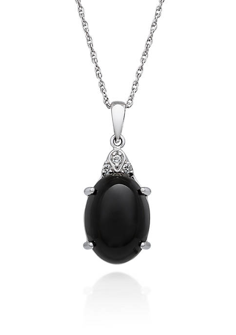 Sterling Silver Onyx and Diamond Pendant