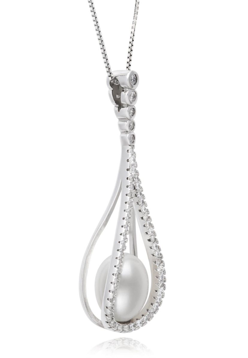 Lab Created STERLING SILVER  FWP & LC SAPPHIRE PENDANT