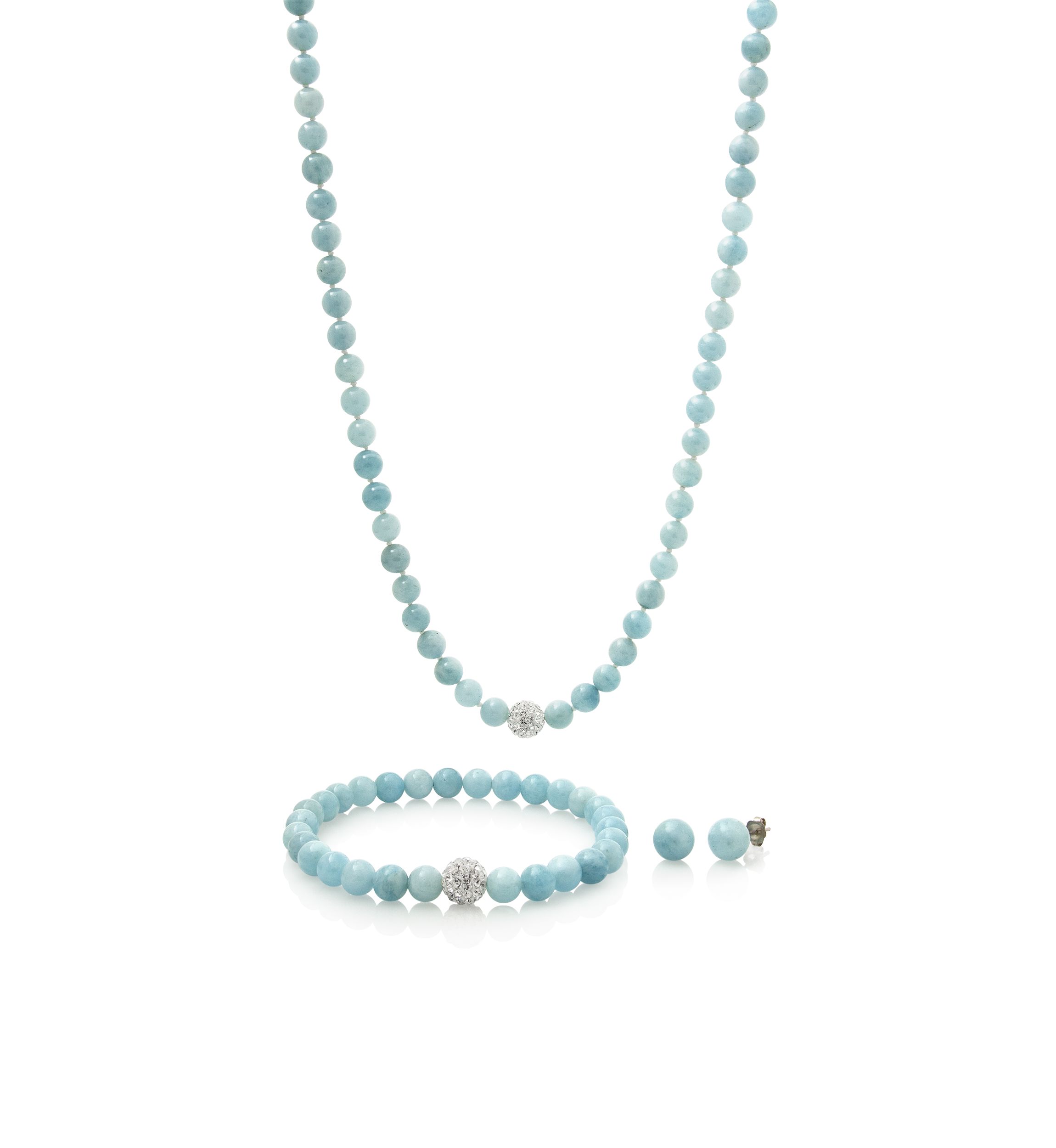 Sterling Silver Milky Aquamarine Set