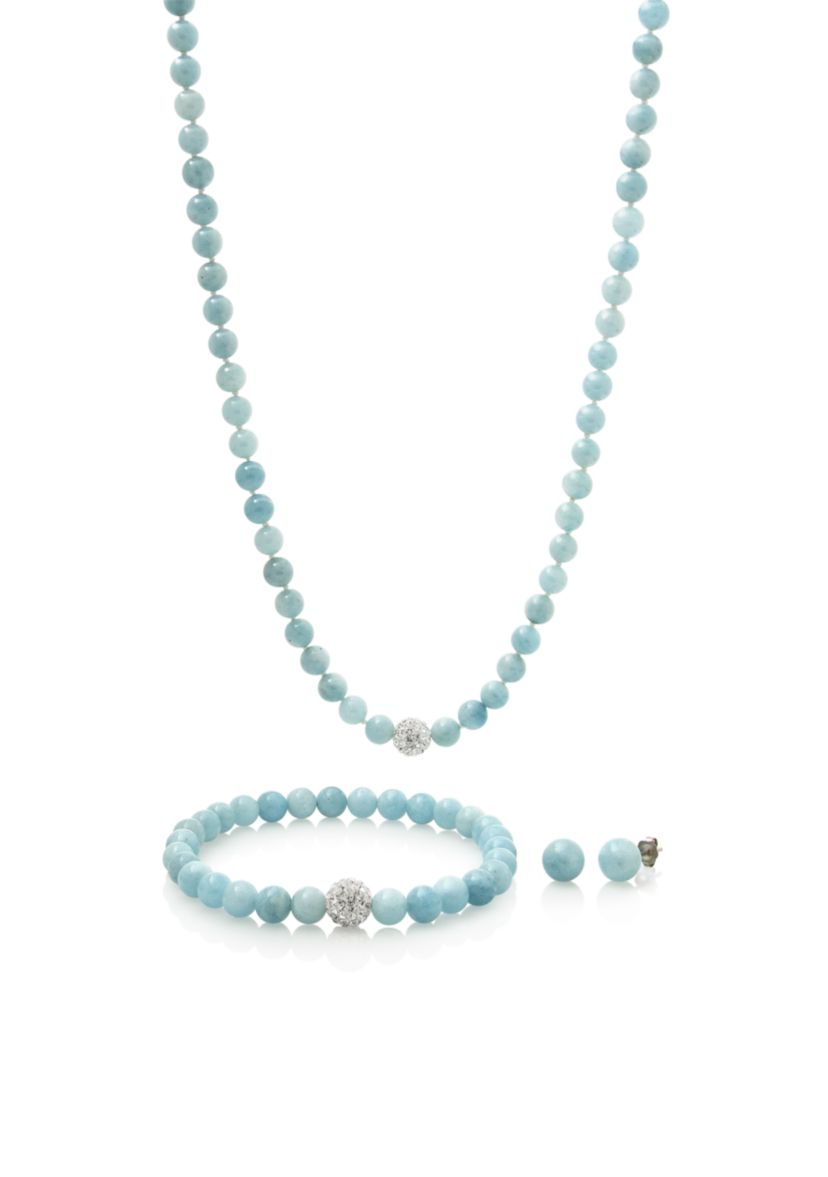 Sterling Silver Milky Aquamarine Set