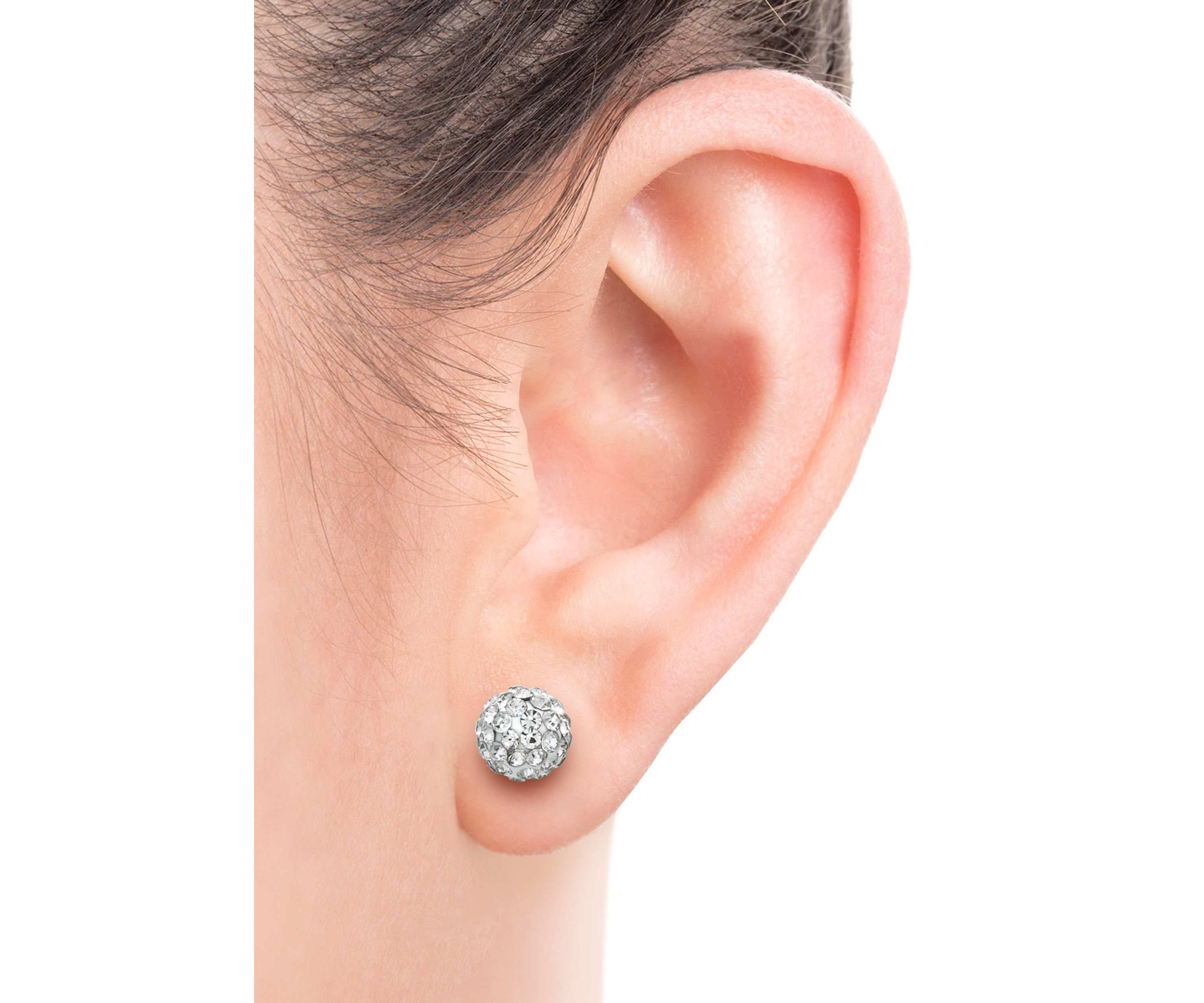 Lab Created STERLING SILVER FWP & CRYSTAL BRACELET & STUD SET