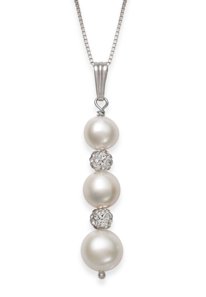 Lab Created STERLING SILVER FWP & CRYSTAL PEND AND EARR SET