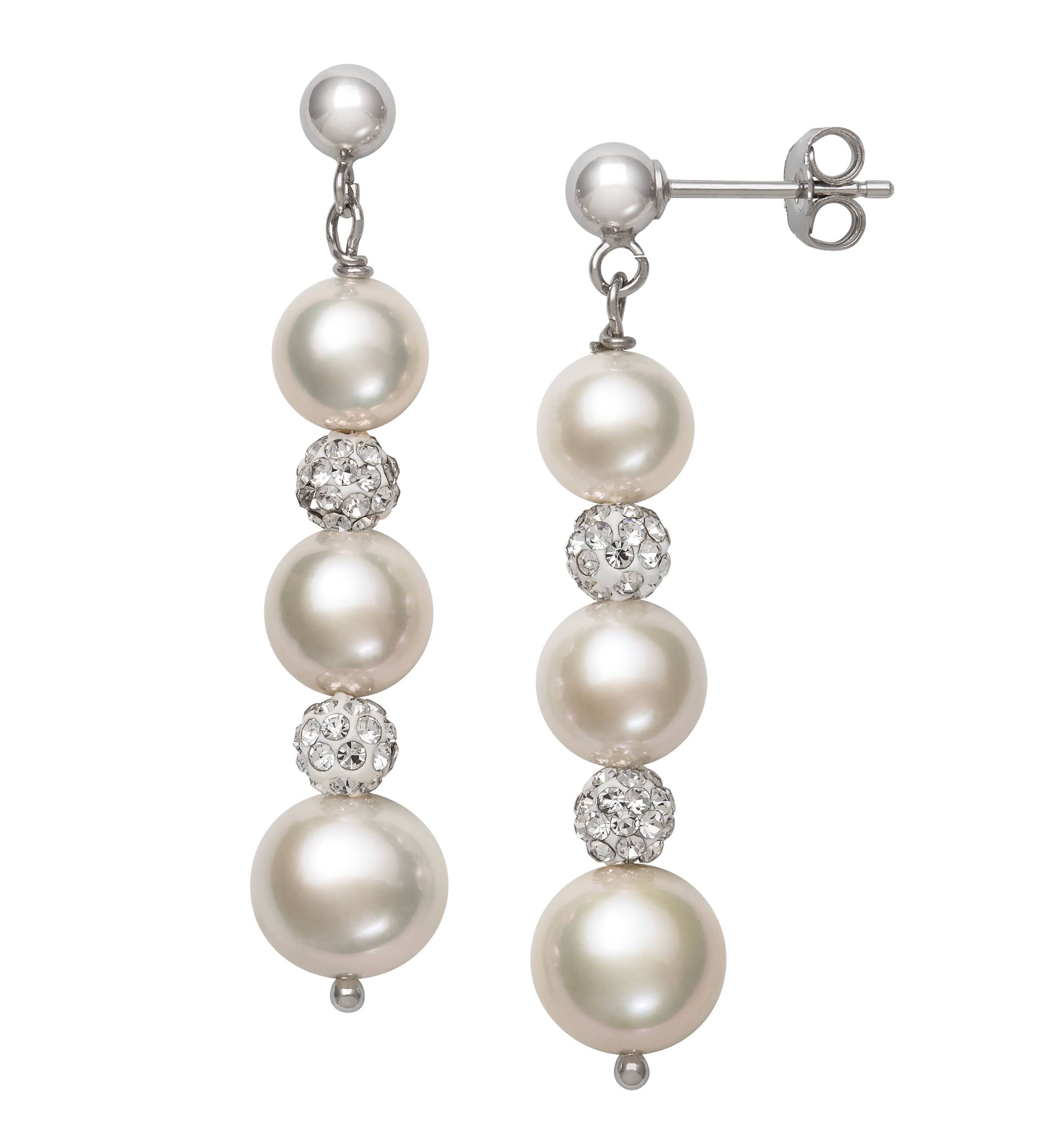 Lab Created STERLING SILVER FWP & CRYSTAL PEND AND EARR SET