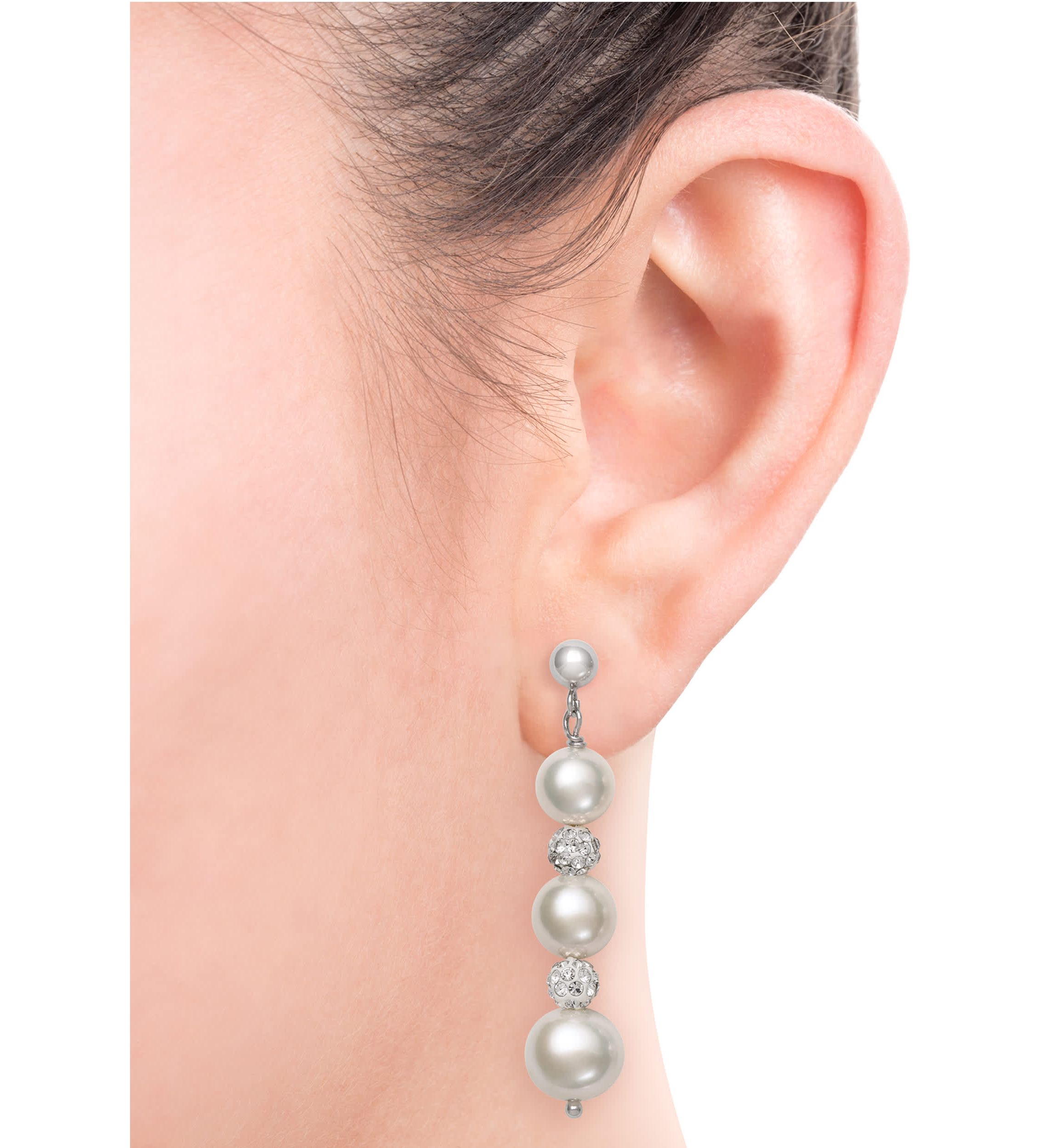 Lab Created STERLING SILVER FWP & CRYSTAL PEND AND EARR SET