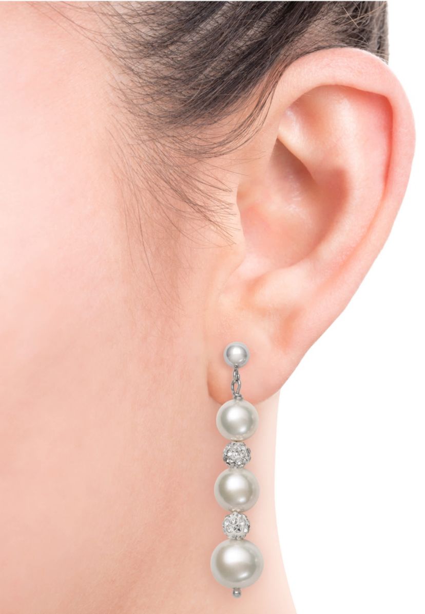 Lab Created STERLING SILVER FWP & CRYSTAL PEND AND EARR SET