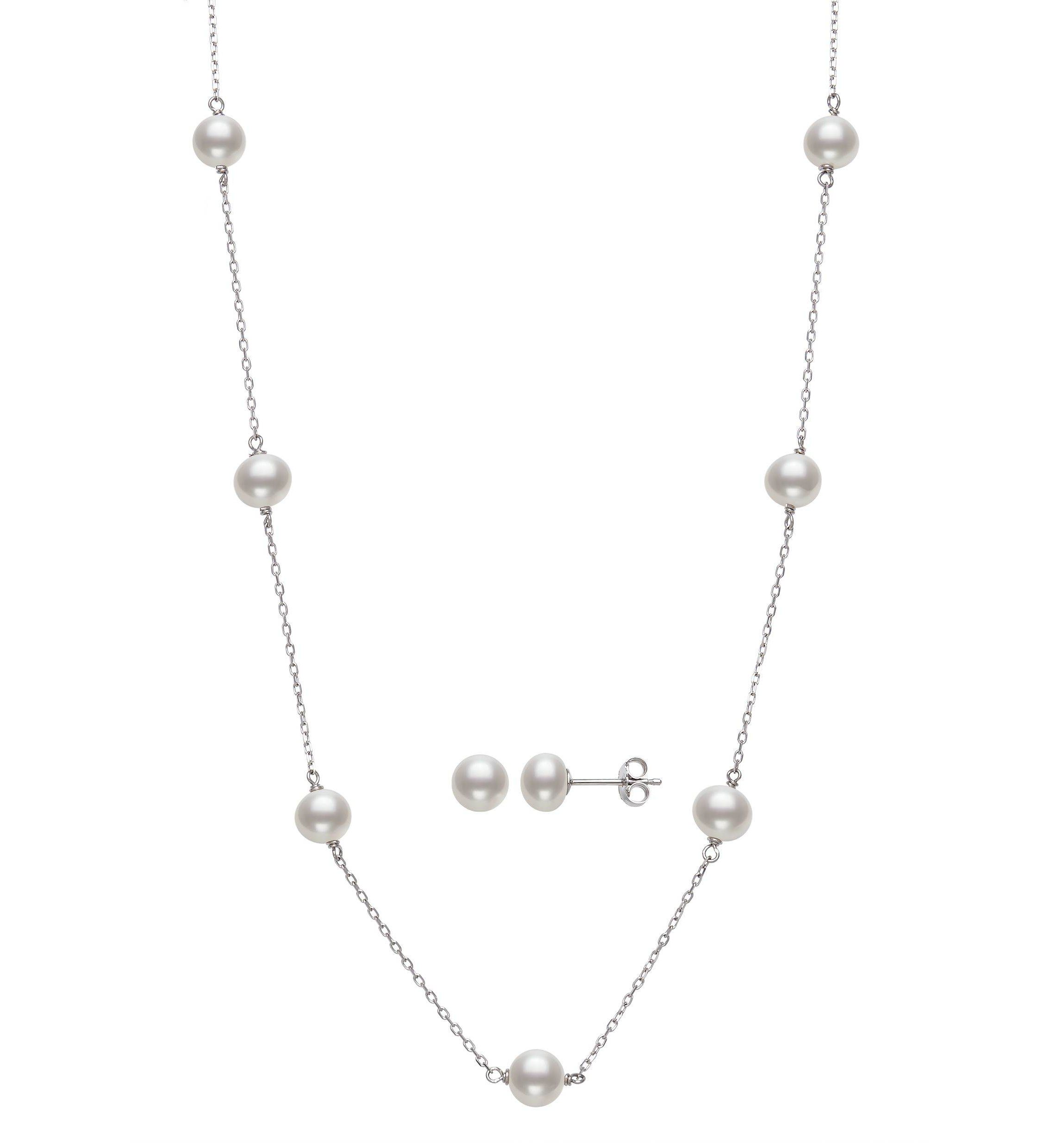 SILVER 6-7MM FWP 18" TINCUP & STUD SET