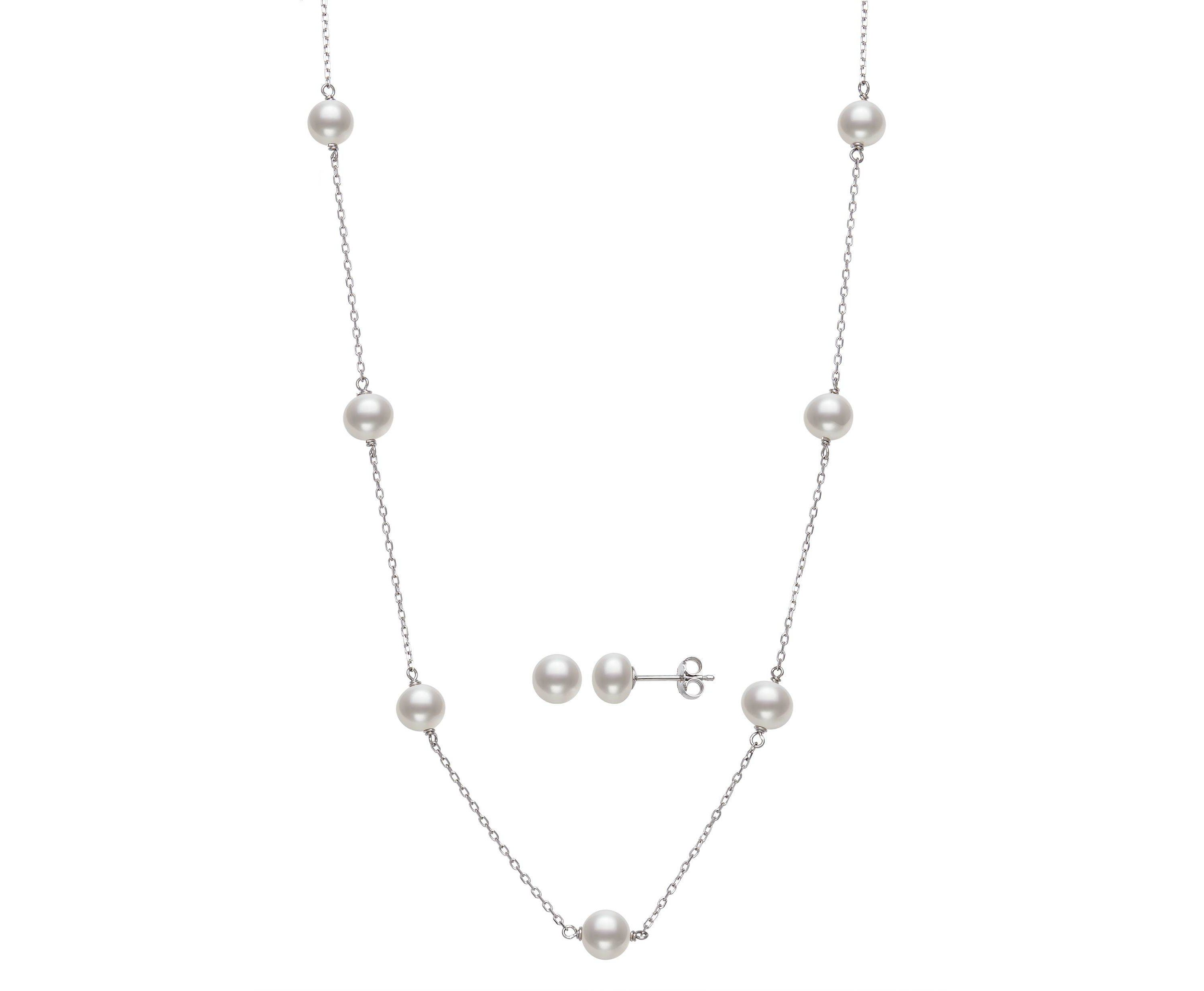 SILVER 6-7MM FWP 18" TINCUP & STUD SET