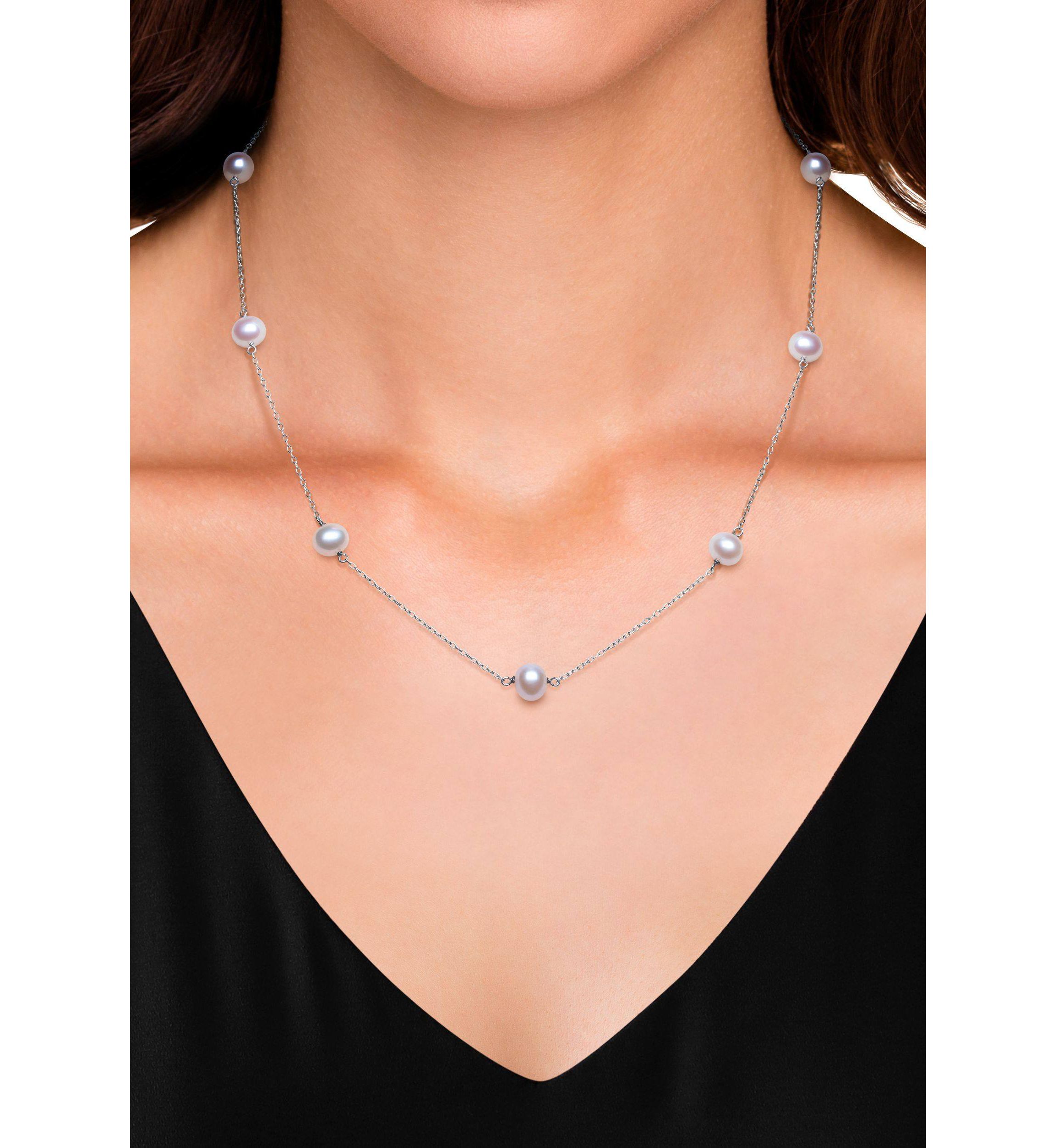 SILVER 6-7MM FWP 18" TINCUP & STUD SET