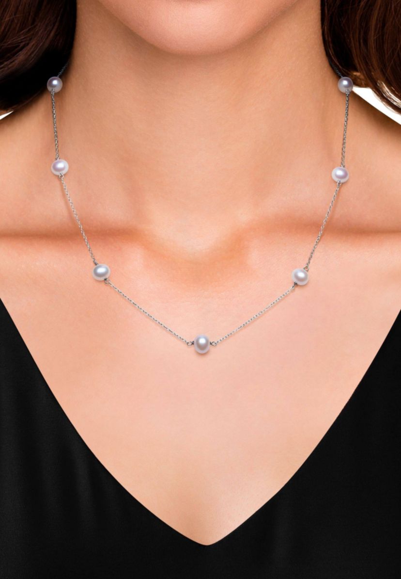 SILVER 6-7MM FWP 18" TINCUP & STUD SET