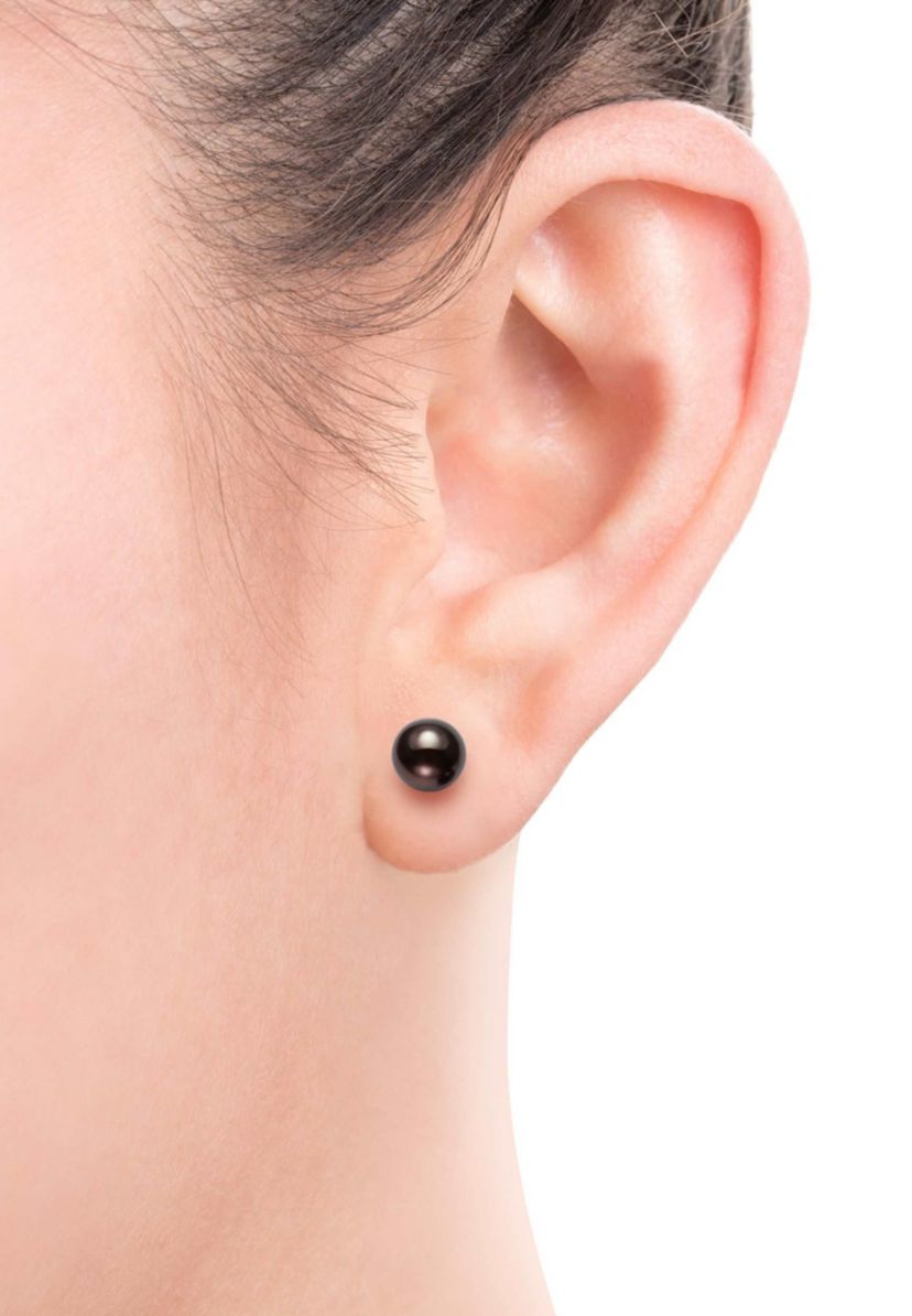 SILVER PEACOCK BLACK 6-7MM FWP 18" TINCUP & STUD SET