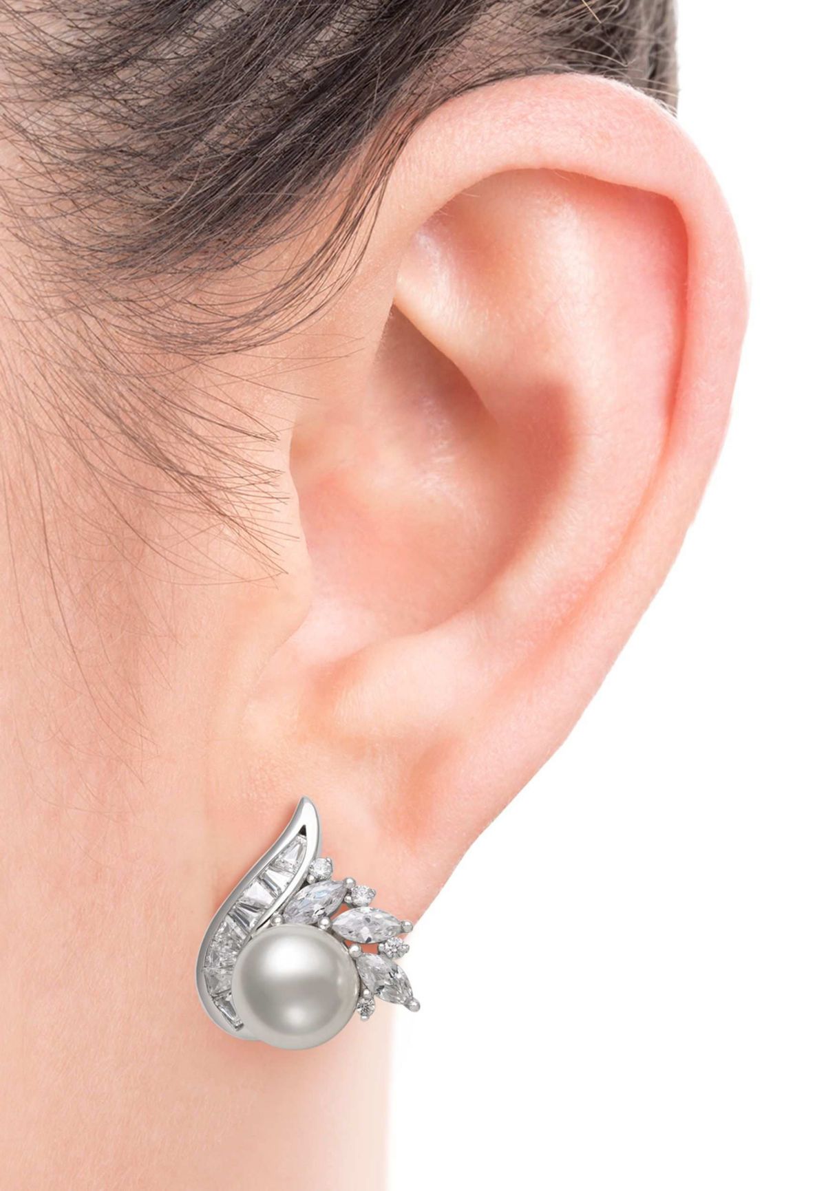 Lab Created STERLING SILVER FWP AND LC SAPPHIRE PEND & EARR SET