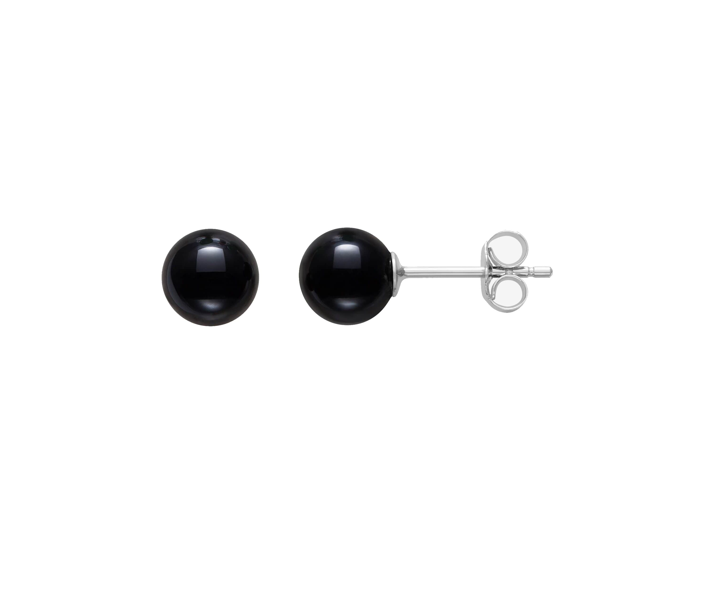 Lab Created STERLING SILVER 6MM JADE, ROSE QUARTZ AND ONYX STUD SET