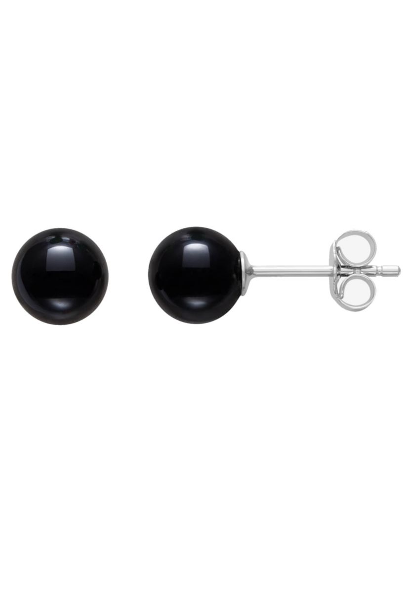 Lab Created STERLING SILVER 6MM JADE, ROSE QUARTZ AND ONYX STUD SET