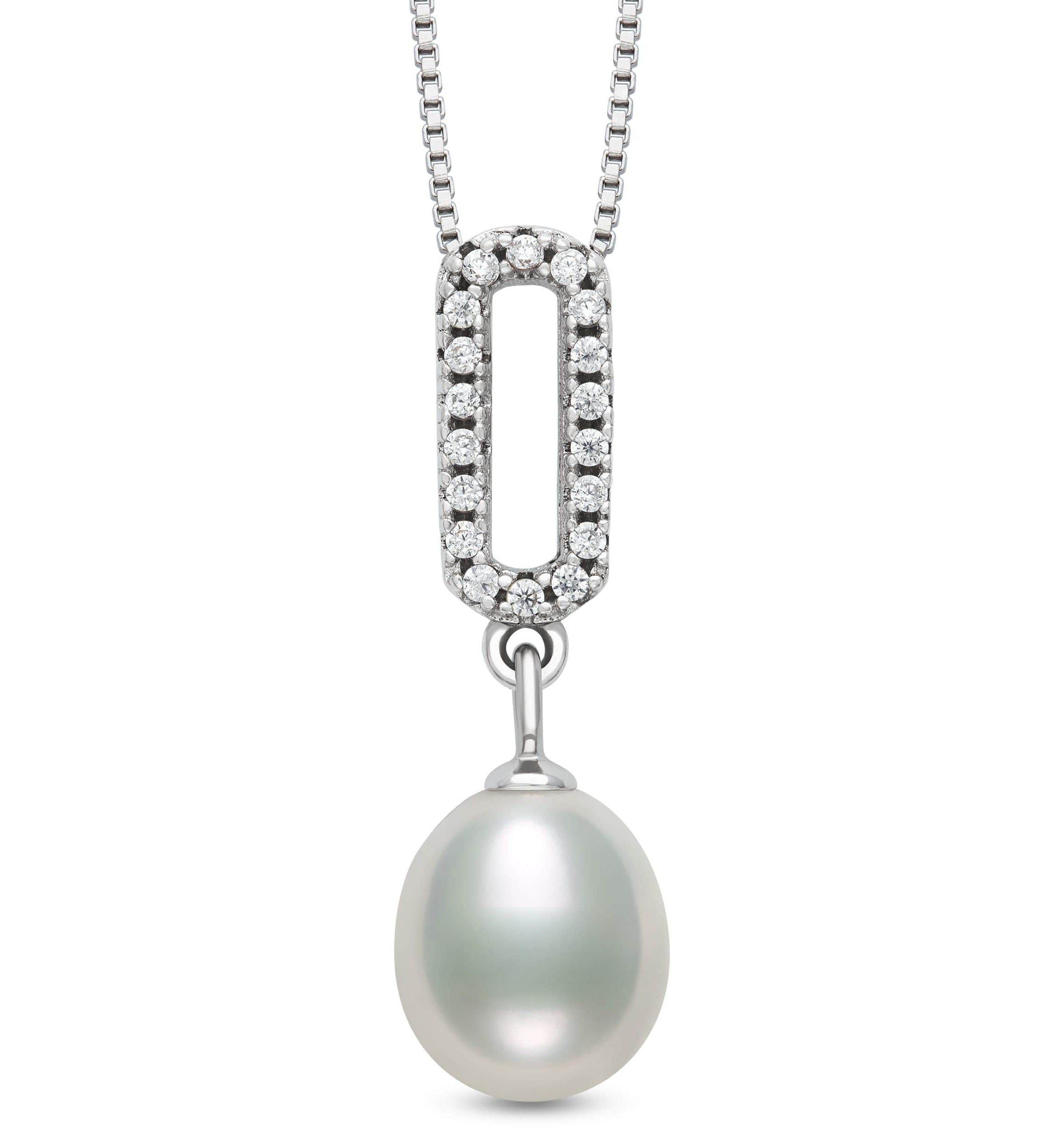 Lab Created STERLING SILVER FWP & LC SAPPHIRE PEND AND EARR SET