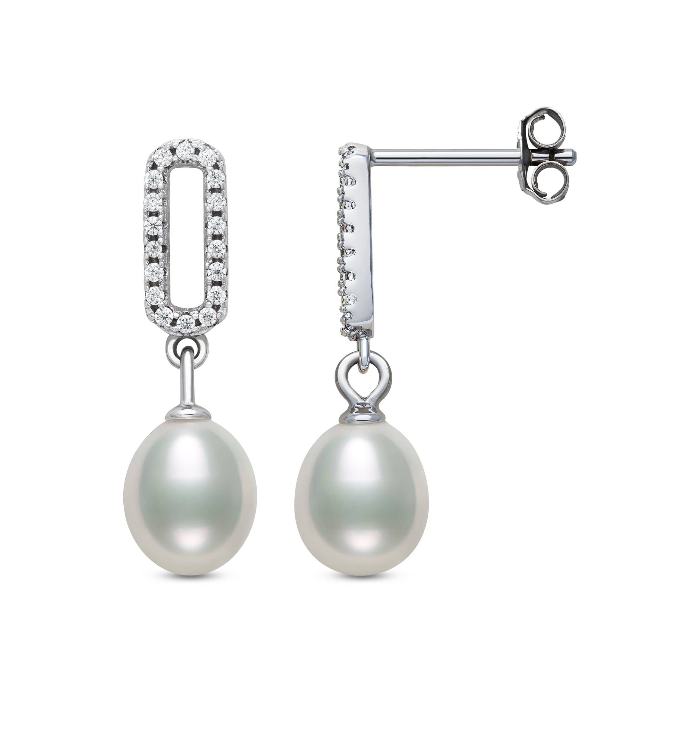Lab Created STERLING SILVER FWP & LC SAPPHIRE PEND AND EARR SET