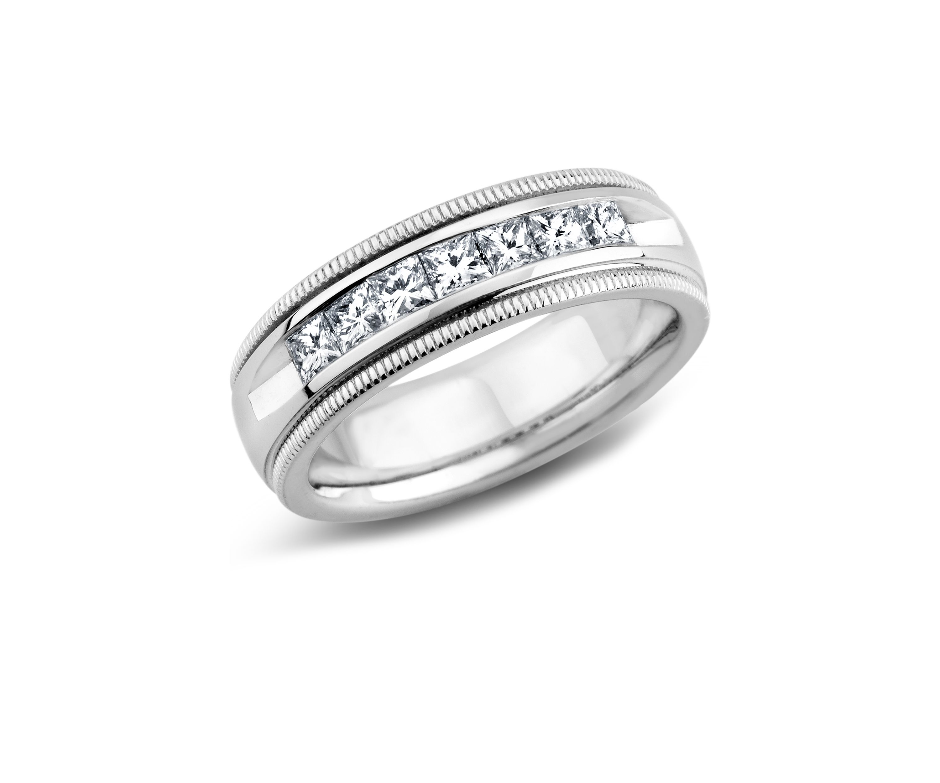 Mens 1.5 ct. t.w. Square-Cut Diamond Ring in 14K White Gold