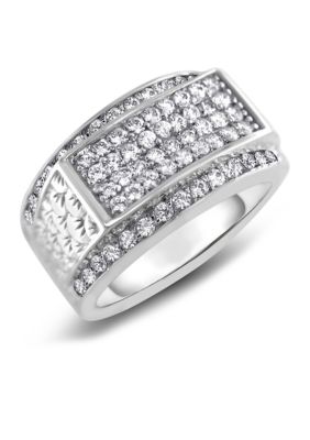 Diamaison Men's 1 Ct. T.w. Composite Diamond Rectangle Anniversary Ring In 10K White Gold