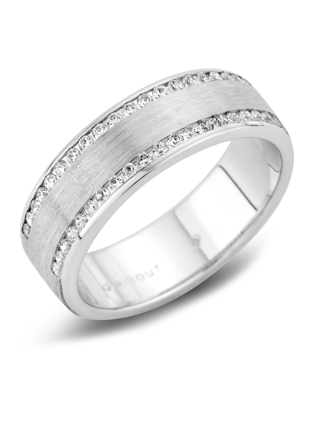 Mens 1/2 ct. t.w. Round-Cut Diamond Wedding Band in 10K White Gold