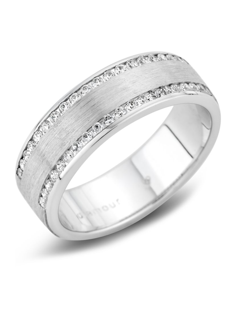 Mens 1/2 ct. t.w. Round-Cut Diamond Wedding Band in 10K White Gold