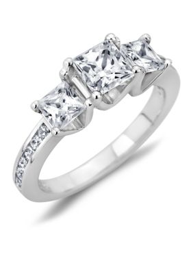Diamaison 1.25 Ct. T.w. Princess-Cut Diamond Three Stone Ring In 14K White Gold