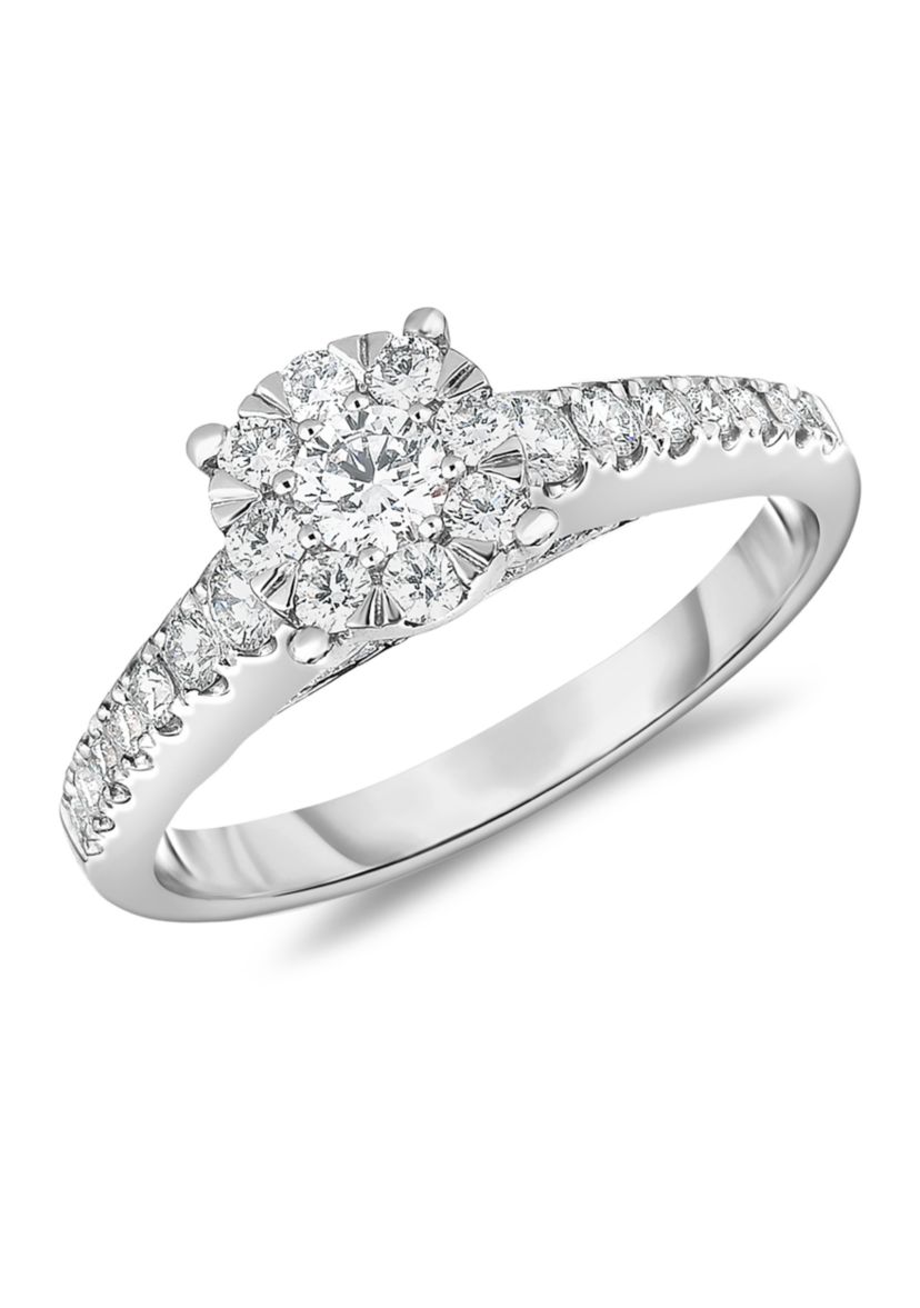 5/8 ct. t.w. Diamond Frame Engagement Ring in 10K White Gold